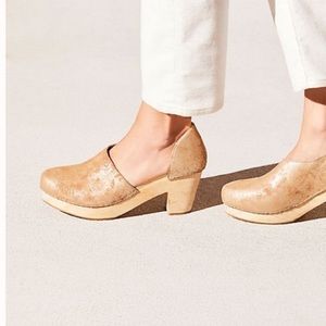Free People Gold Clogs